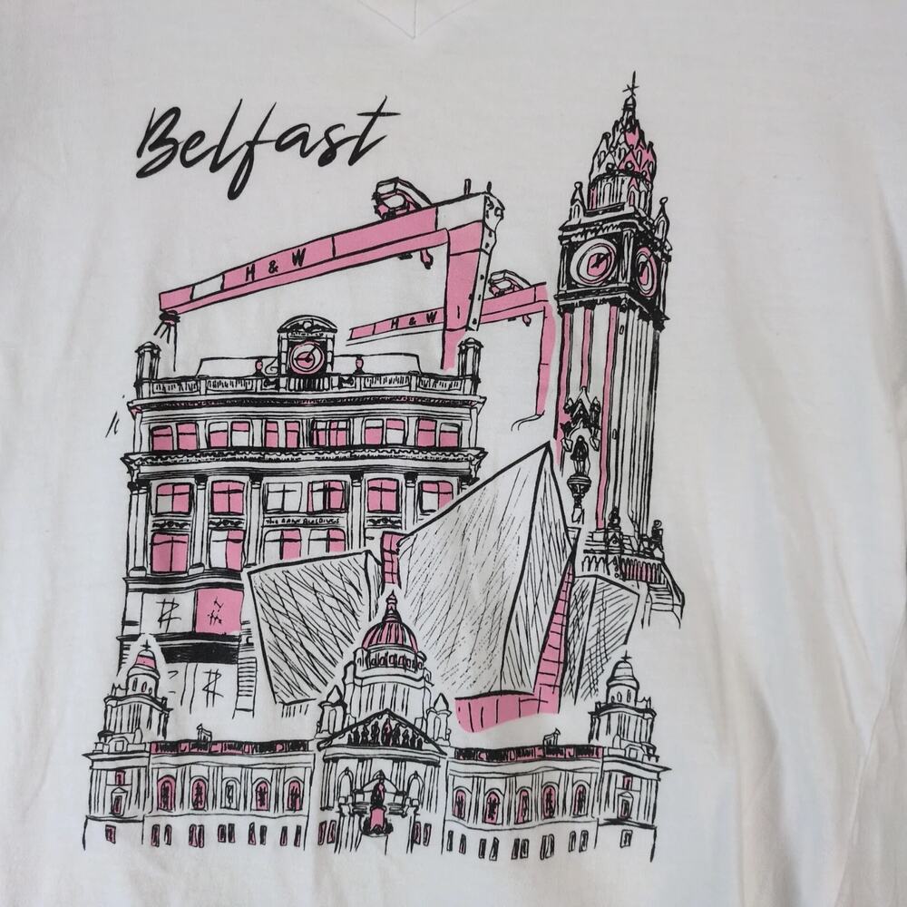 Traditional Craftwear Belfast Ireland V-Neck T-Shirt Women's XXL White Short Slv - Picture 4 of 10